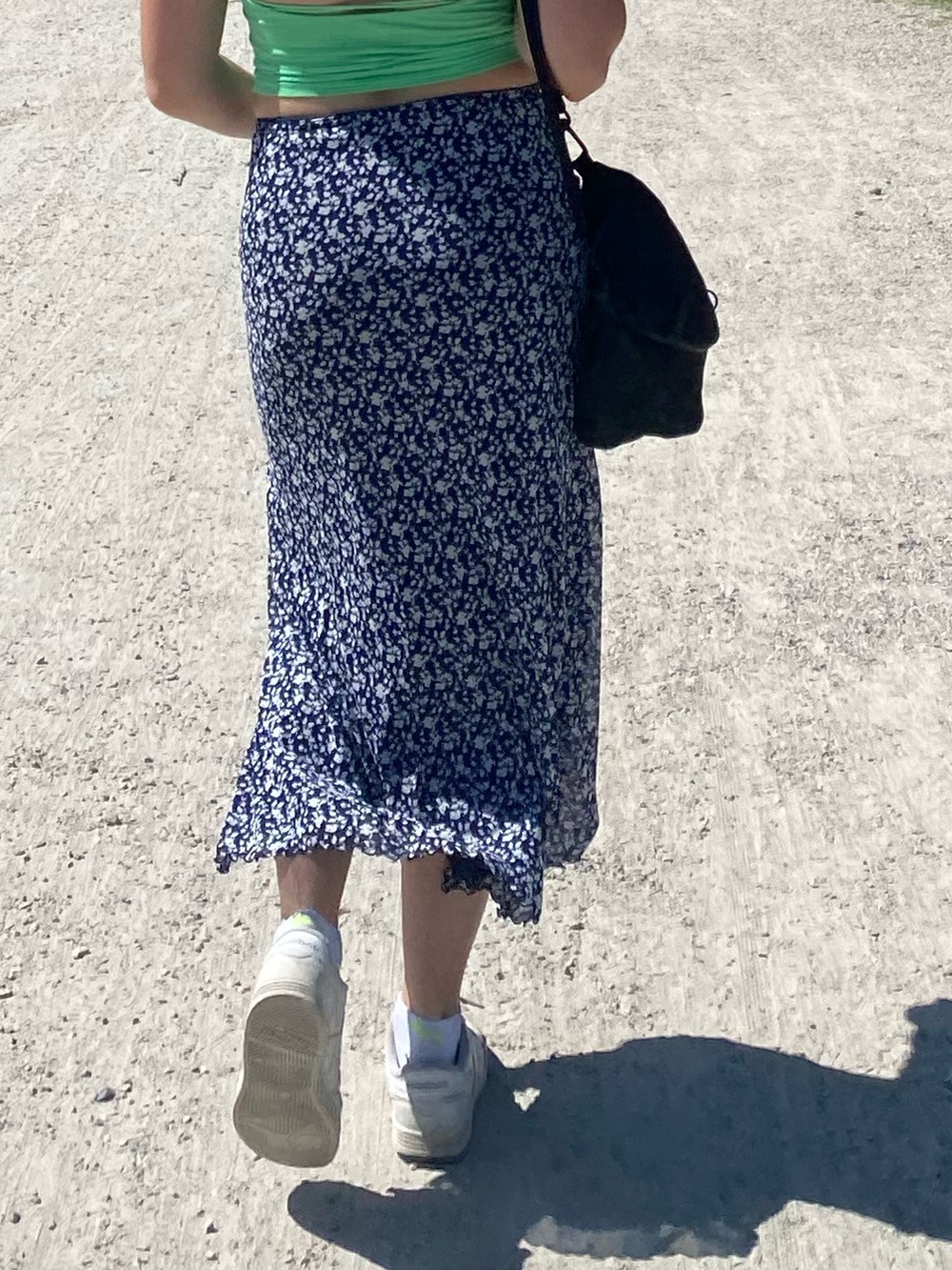 Abercrombie & Fitch Navy Floral Midi Skirt